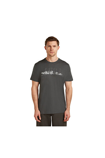 Icebreaker Tricou pentru bărbați Merino 150 Tech Lite The Peaks Negru