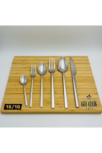 Gül Mutfak 36 Piece Simple 6-Person Luxury Fork & Spoon & Knife Set 18/10