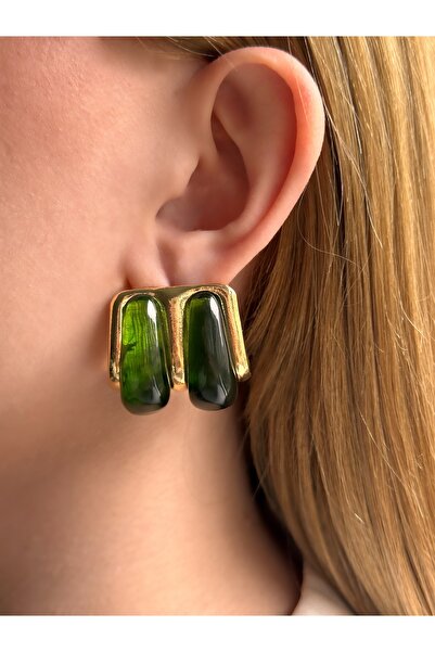 Charmist Çelik mng yeşil küpe