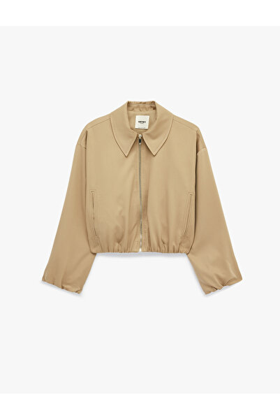 Koton Comfortable Fit Polo Collar Zipper Pocket Detailed Bomber Jacket