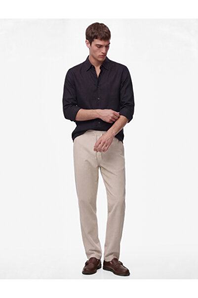 Koton Regular Fit Button-Down Collar Long Sleeve Linen Shirt