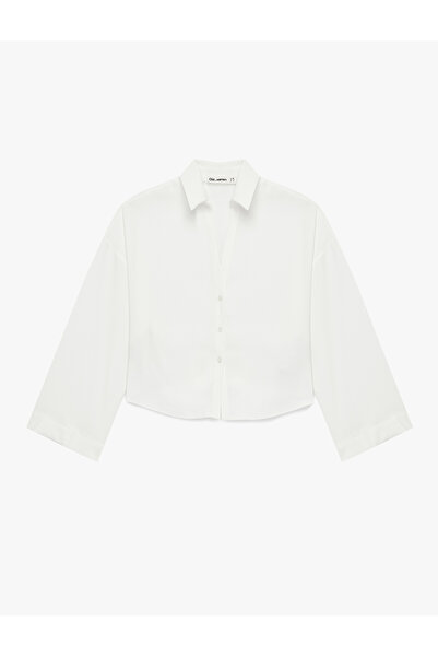 Koton Удобна риза с дълъг ръкав, класическа яка и копчета, от вискоза