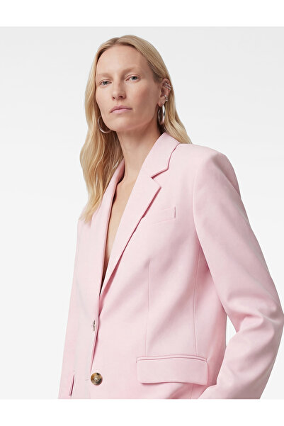 Koton Buttoned Wide Collar Blazer Jacket with Pocket Detail