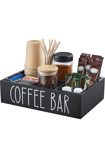 FLYPRO Coffee Station Organizer - Wood Countertop Accessories Organizer with ...