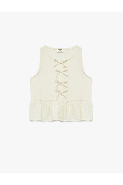 Koton Bluză fără mâneci din viscoză, cu decolteu rotund, croială lejeră, cu n...