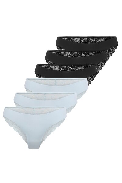 ONLY Damen Brazil-Slips, 6er Pack - ONLCHLOE LACE BRAZIL, Spitze