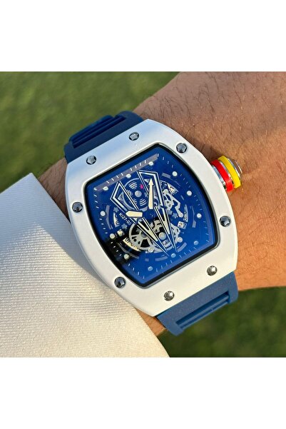 FANDER BLUE Luxury Watch with Silver Fluted Bezel and Silver Dial