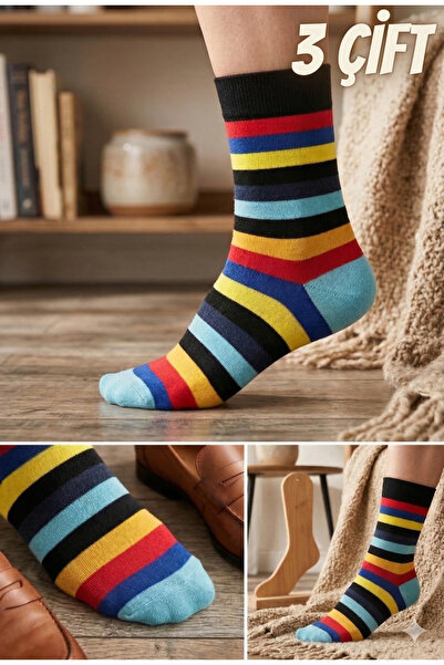 CLEWEAR Men's Cotton Socks Long Striped Socks