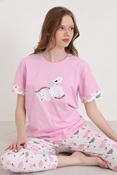 ELİTOL Cotton Printed Women's Pajamas Set