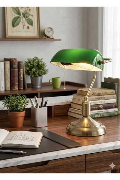 Delf Yapı Banker Orjinal Eskitme Kaplamalı Masa Lambası
