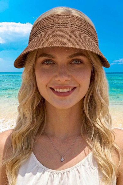 Mood Agenda Ženski letnji slamnati šešir sa šiltom, sklopivi široki obod, šeš...