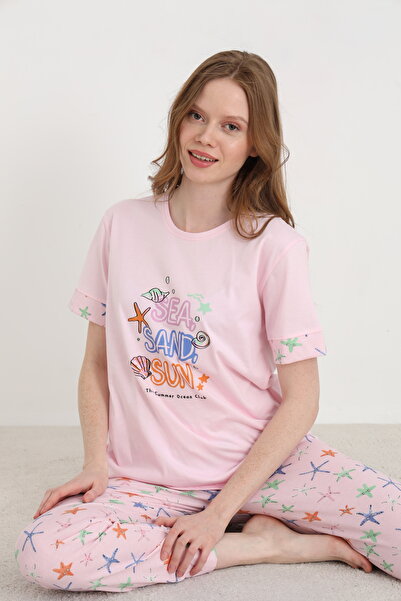 ELİTOL Cotton Printed Women's Pajamas Set