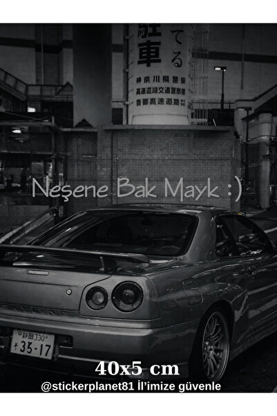 AlpiLeo Neşene Bak Mayk Sticker 40X5 cm – Motor Auto Window Lettering Decorat...