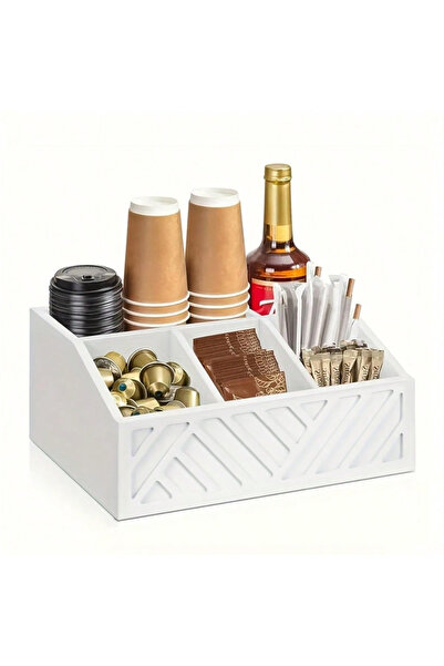 Snooe منظم محطة القهوة الخشبي للطاولة، لا يحتاج للتركيب، منظم بار القهوة الخش...