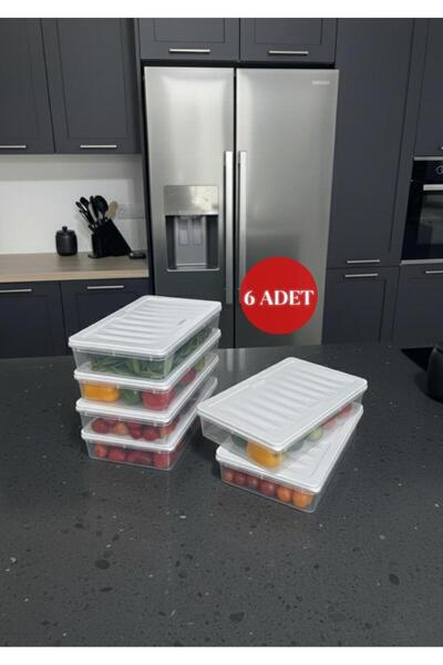 Okyanus Home حاوية تخزين مناسبة للثلاجة والفريزر، لون بيج، 6 قطع، سعة 1200 مل