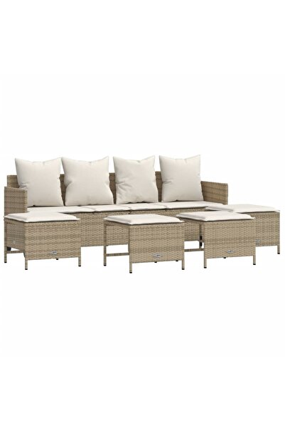 vidaxl Set canapele de grădină cu perne, 5 piese, bej, poliratan