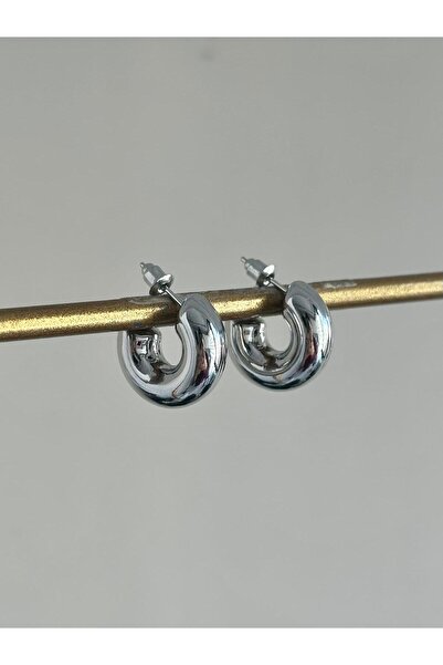 Serenity Atelier Boutique SAB New Season Silver Curved Small Hoop Earrings