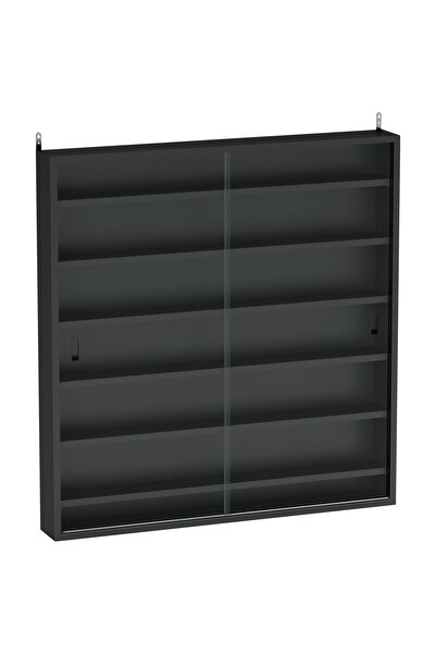 OEM Re-Bloom toy storage cabinet, chipboard/glass, black, 80 x 9.5 x 83 cm