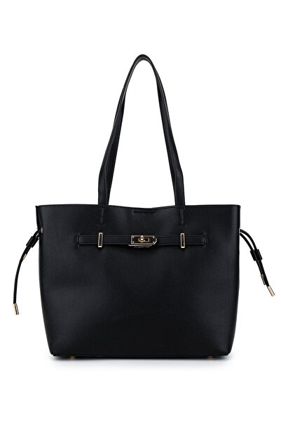 Tamer Tanca Women's Faux Leather Black Shoulder Bag