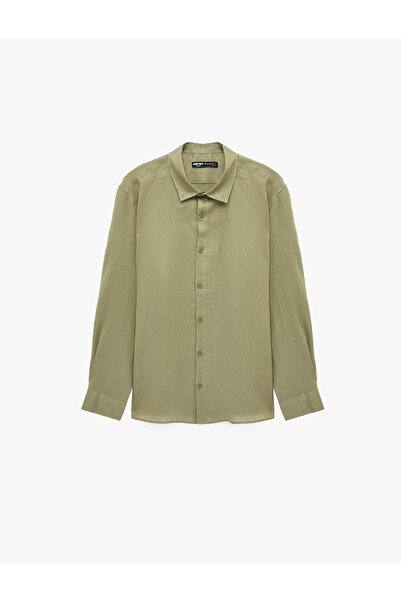 Koton Regular Fit Button-Down Collar Long Sleeve Linen Shirt
