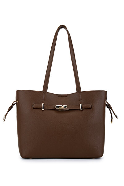 Tamer Tanca Women's Faux Leather Brown Shoulder Bag