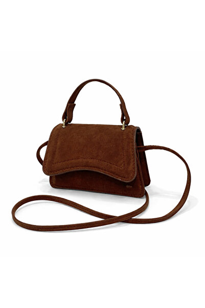 OEM "Caffe Brown" women's mini bag made of suede leather - elegant, with adju...