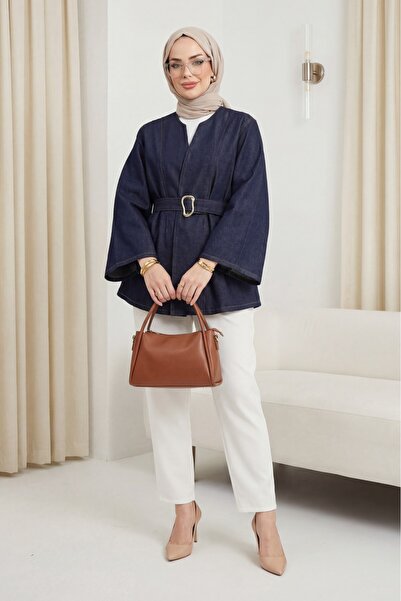 Modamorfo Gold Buckle Detailed Belted Denim Jacket -K.Laci