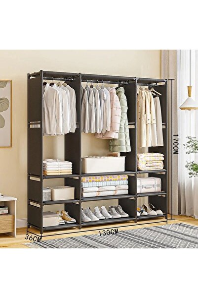 victiny Dulap Organizator Haine Cu Rafturi Si Bara Umerase 170x130x36 7