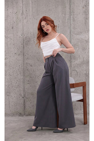 H&A İSTANBUL Women's Extra Wide Leg Flowy Palazzo Pants with Back Elastic - H...