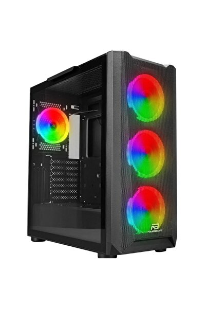 Universal Powerboost Vk-W001B Gaming Mid-Tower Pc Case Black 360mm Cooling Su...