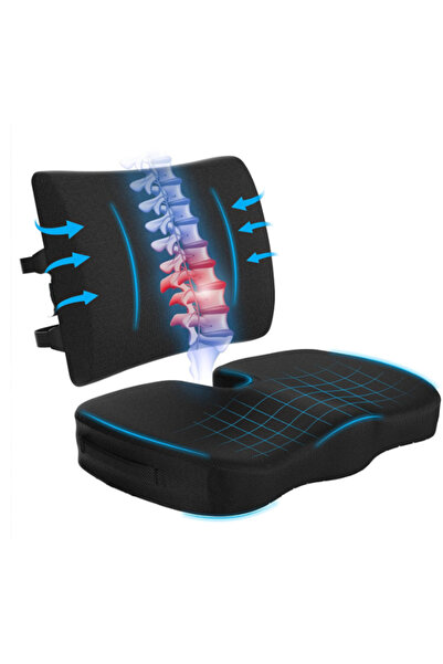 EHOME Comfortable Seat Cushion & Lumbar Support for Office Chairs, Memory Foa...