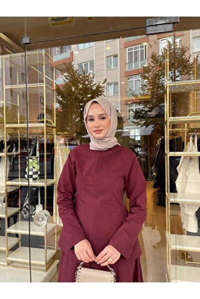 HİLYE STİL NAKIŞLI BLUZ BORDO