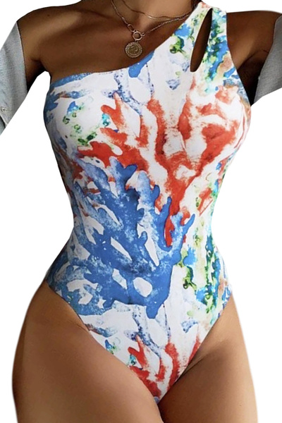 EFAYN.RO Women's swimsuit, one piece, fixed fastening on one shoulder, size S...