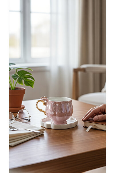 EL YAPIMI Kraliyet Yudumu Temalı 24k Altın ve Parlak Lüster Süslemeli Seramik...