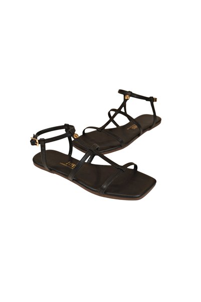 Tkees Women's Square Toe Gladiator Black Stylish Casual Sandals