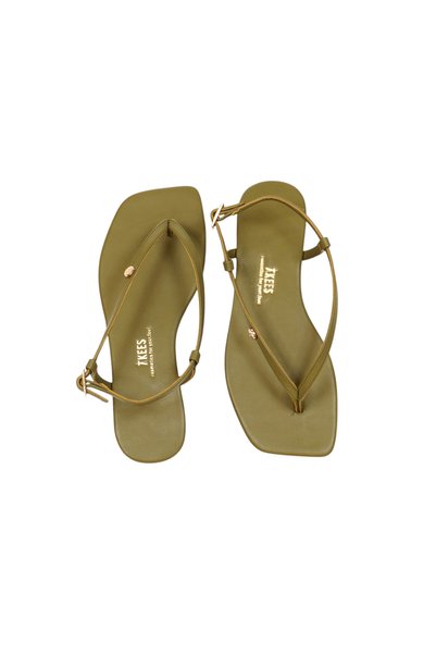 Tkees Women's Square Toe Green Logo Stylish Casual Flip-Flop Sandals