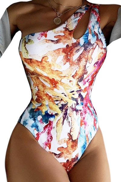 EFAYN.RO Women's swimsuit, one piece, fixed fastening on one shoulder, size M...