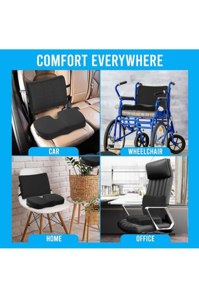 EHOME Comfortable Seat Cushion & Lumbar Support for Office Chairs, Memory Foam, Black