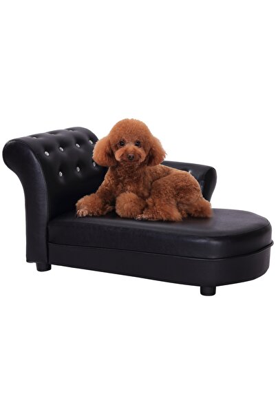 OEM Re-Bloom upholstered dog sofa, solid wood/PVC, black, 82.5 × 45 × 41.5 cm