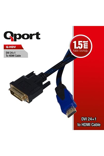 Universal كابل محول QPORT 1.5 متر Q-HDV DVI (24+1)-HDMI
