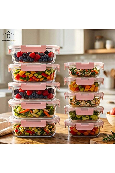 Elindor Set of 10 Elindor® Glass Containers, Ingredient Containers for Kitche...