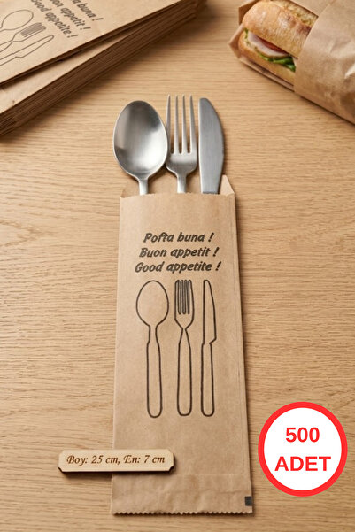 Lina Ticaret Pazarlama 25x7 cm Kraft Çatal Bıçak Kılıfı - 500 ADET - Estetik ...