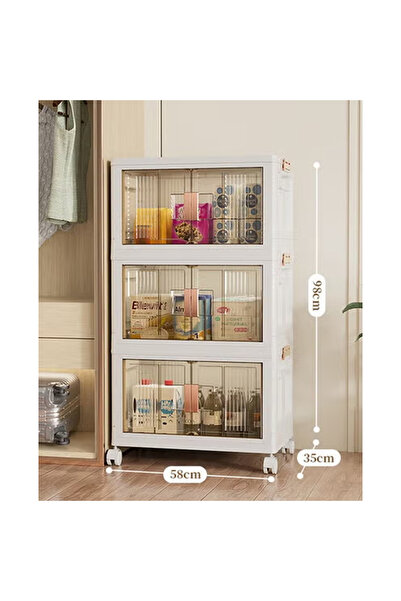 KEKE 3 Tier Convenient Assembly-Free Storage Cabinet for Household Snacks, To...