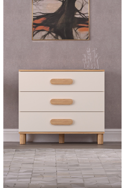 Rabi Mila Bohem 3 Çekmeceli Aytaşı-Meşe Çok Amaçlı Şifonyer (Bohem Ayaklı)