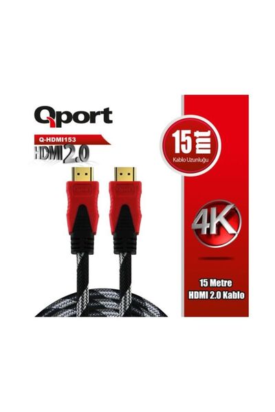 Universal كابل QPORT 15 متر Q-HDMI153 HDMI 2.0 4K ذو الطرف الذهبي