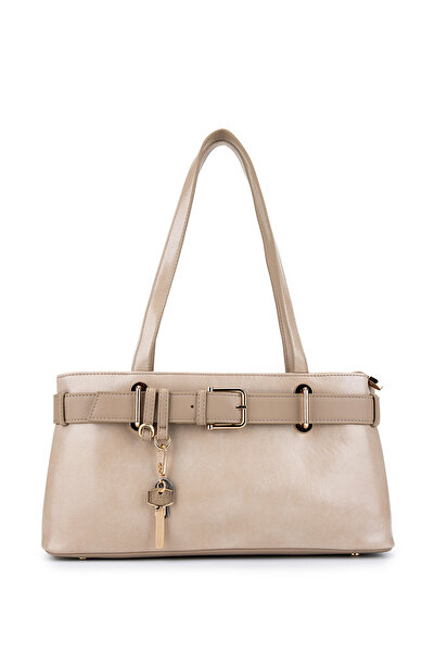 Tamer Tanca Women's Faux Leather Beige Shoulder Bag