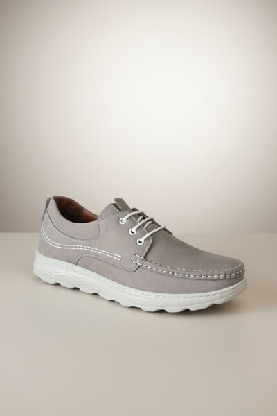 Modayak ENES ΓΚΡΙ NUBUCK ΛΕΥΚΗ ΠΟΛΥΣΤΡΩΜΗ ΣΟΛΑ ΜΕ ΔΑΝΤΕΛΕΣ ΓΝΗΣΙΟ ΔΕΡΜΑ ΚΑΘΗΜ...