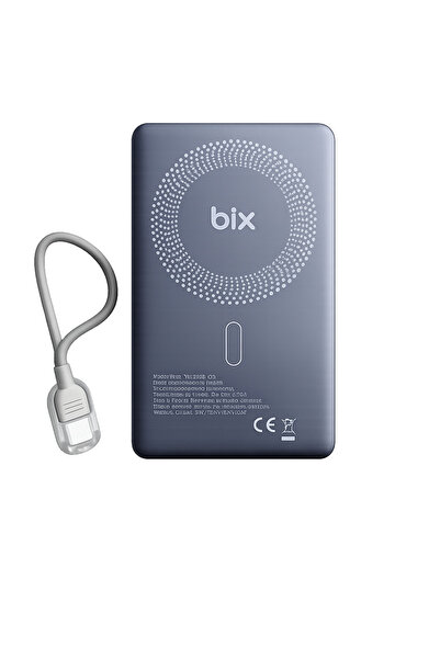 Bix PB118 10000 mAh 20W Hızlı Şarjlı Powerbank Kablosuz Şarj (Gri)
