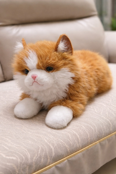 OEM Pisică de Pluș Portocalie 55 cm cu Sunet, Jucărie Interactivă Moale și Pu...