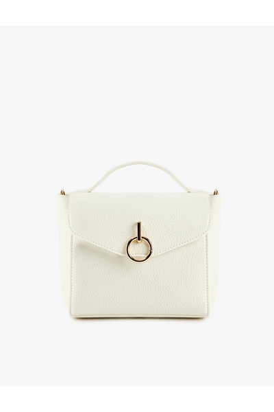 Koton Faux Leather Crossbody Bag with Metal Accessories and Handle Strap